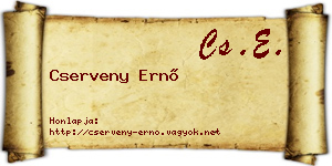 Cserveny Ernő névjegykártya