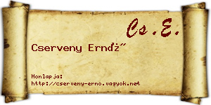 Cserveny Ernő névjegykártya